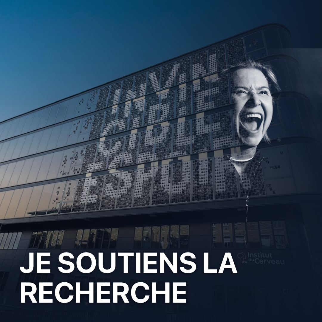 Exemple de fresque — portrait fusionné sur la façade de l'Institut du Cerveau